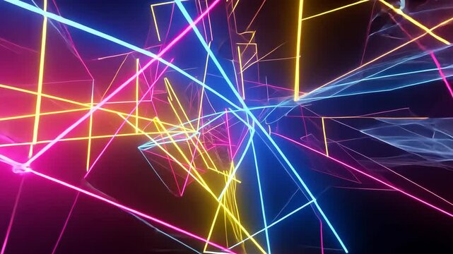 High Tech Abstract Background in a sleek futuristic art style, glowing geometric shapes, vibrant neon colors - Powered by Adobe