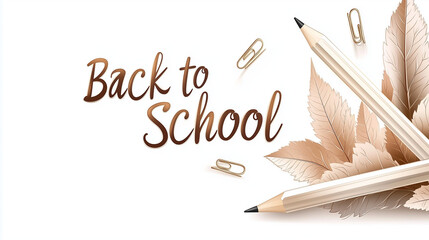 Back to school banner with pencils and paper clips