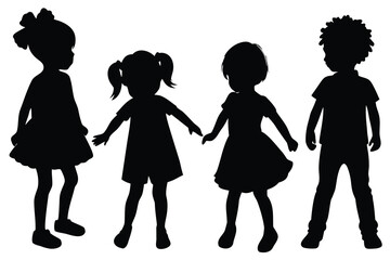 silhouettes group of childrens