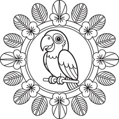 Fototapeta premium parrot with mandala line art illustration premium quality