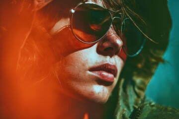 young woman with headphones listening music