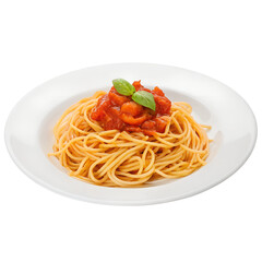 Isolated Spaghetti Bolognese on White Plate