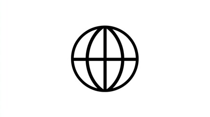Simple black globe icon, internet symbol