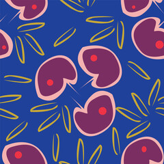 Naklejka premium Hand drawn flowers. Seamless background with abstract cute flowers. Vector design ornament for paper; cover; fabric; interior decor; textile; fabric; wallpaper; surface design; label; packaging