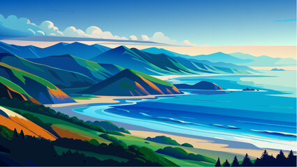 Fototapeta premium landscape with mountains and blue sky