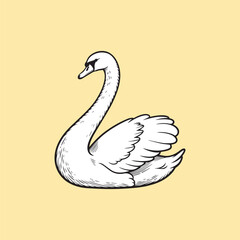 Swan bird realistic hand drawn vector illustration sketch