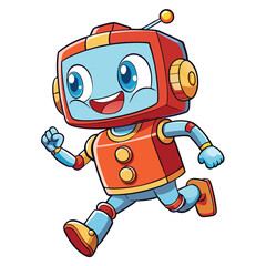 Cartoon robot character running (2)