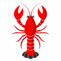 Red Lobster Graphic Illustration with Black Base and White Background seafood