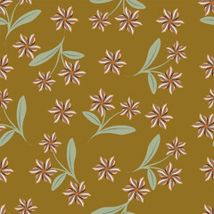 Hand drawn flowers. Seamless background with abstract cute flowers. Vector design ornament for paper; cover; fabric; interior decor; textile; fabric; wallpaper; surface design; label; packaging