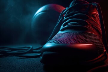 running shoes on black background