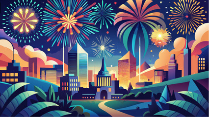 fireworks in the city