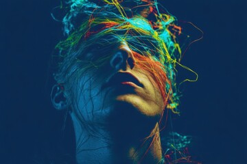 man with cables on face