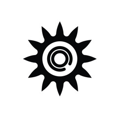 Black sun icon with concentric circles and rays white