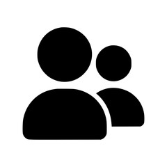 Two Users Vector Icon Solid Avatar Symbol for Friends, Profile, UI and Web Design