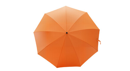 Vibrant Orange Umbrella with Star-Like Panels Against White Background, Symbolizing Cheerfulness, Protection, and Outdoor Readiness