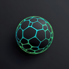 Glowing Neon Soccer Ball on Dark Background
