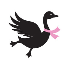 Goose Flying With Scarf Silhouette Design