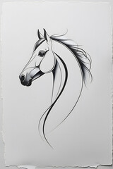 Elegant Line Art Horse Head Profile:  Monochromatic, Serene, and Stylish Design.