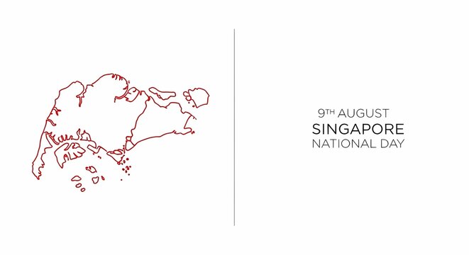 Singapore's National Day: Outline map celebrating the nation's independence. - Powered by Adobe