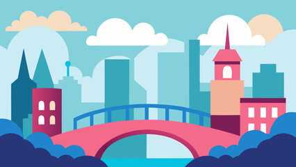Obraz premium Urban vector illustration of a city building skyline with houses and trees under a cloudy sky