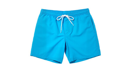 Vibrant Blue Swim Shorts with Drawstring Waist Against White Background, Symbolizing Summer Fun, Comfort, and Active Lifestyle