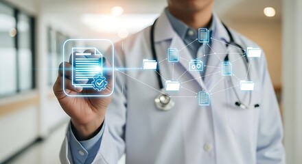 Doctor Digitally Organizing Patient Medical Records and Healthcare Data Management Systems