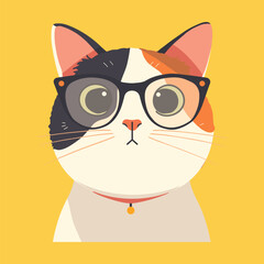 Cute cartoon calico cat peeking over