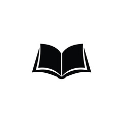 Black silhouette of an open book icon white
