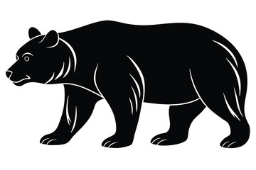 Obraz premium Stylized Black Bear Illustration Walking Silhouette on White Background, Wildlife Animal Icon