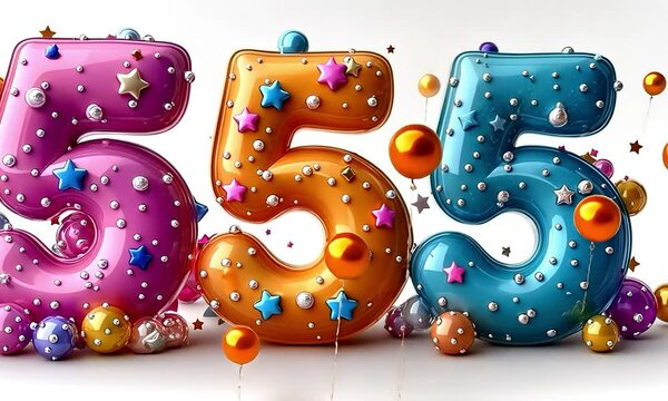 Colorful Number 555 Birthday Design