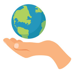 Hand holding globe earth isolated on white background. Environment day. Earth day