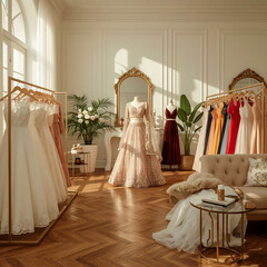 Boutique Setup for Lifestyle and Fashion Shoot with bridal dress
