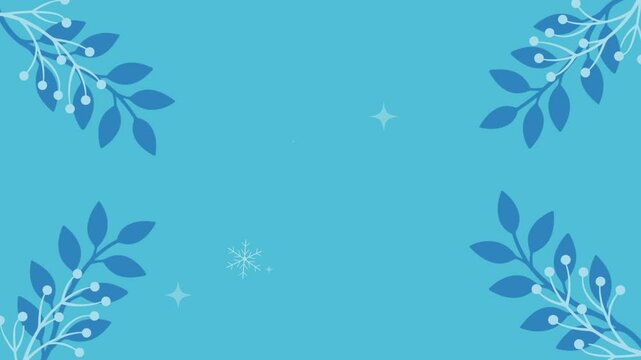 christmas foliage background with mistletoe branch swing and snowflake fall