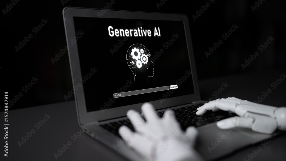 Poster ai assistant brain processor with llm technology, big data, machine learning, generative ai for busi