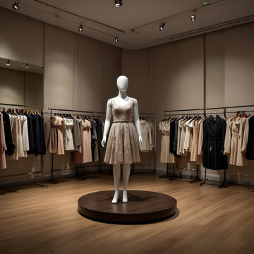 Luxury Boutique Showroom with Designer Outfits

