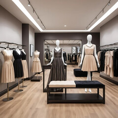 High-End Boutique Showcasing Stylish Evening Dresses