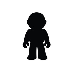 Black silhouette of a toy figure on white character