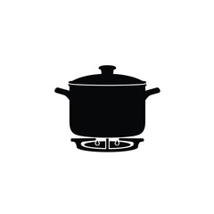 Black silhouette of a cooking pot on a stove burner