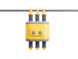 Power station integrated into a smart grid with backup system representing advanced energy networks, isolated on transparent background. PNG
