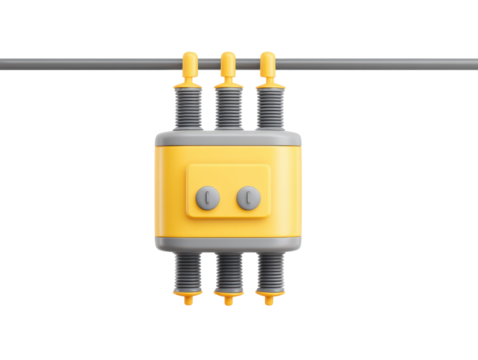 Power station integrated into a smart grid with backup system representing advanced energy networks, isolated on transparent background. PNG
