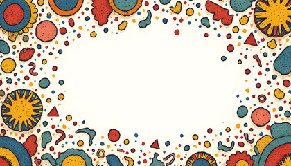 Fototapeta premium Colorful Abstract Pattern with Circular and Organic Shapes on White Background