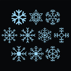 Decorative Flat Snowflake Icon with Winter Cold Background