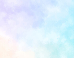 Obraz premium Light Blue Pastel Watercolor Texture. Soft Dreamy Sky Abstract Background. Watercolor Cloudy Blue Purple Art. Handpainted Light Blue Gradient. Abstract Calm Sky Watercolor Design