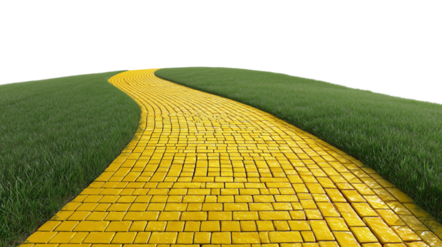 Curved Yellow Brick Road with Green Grass on Transparent Background

 - Powered by Adobe