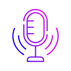 Microphone icon with sound waves in purple and blue gradient  
