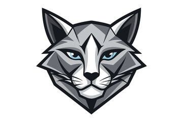 Obraz premium Fierce grey lynx mascot with striking blue eyes looks intense and noble