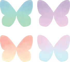 Cute butterfly silhouette in gradient watercolor illustration style. Vector isolated butterflies collection set colorful clip art stamp for asset, decoration, material, design
