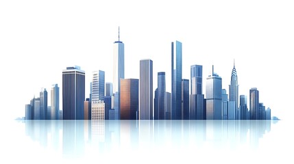 Fototapeta premium Architectural illustration of a modern cityscape featuring numerous skyscrapers and urban buildings in photo form