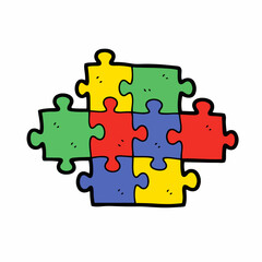 Obraz premium Colorful puzzle pieces connected, teamwork, problem solving concept