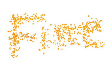 Golden Bubbles Forming the Word FIRE, Glowing fire embers and particles, isolated on transparent background.